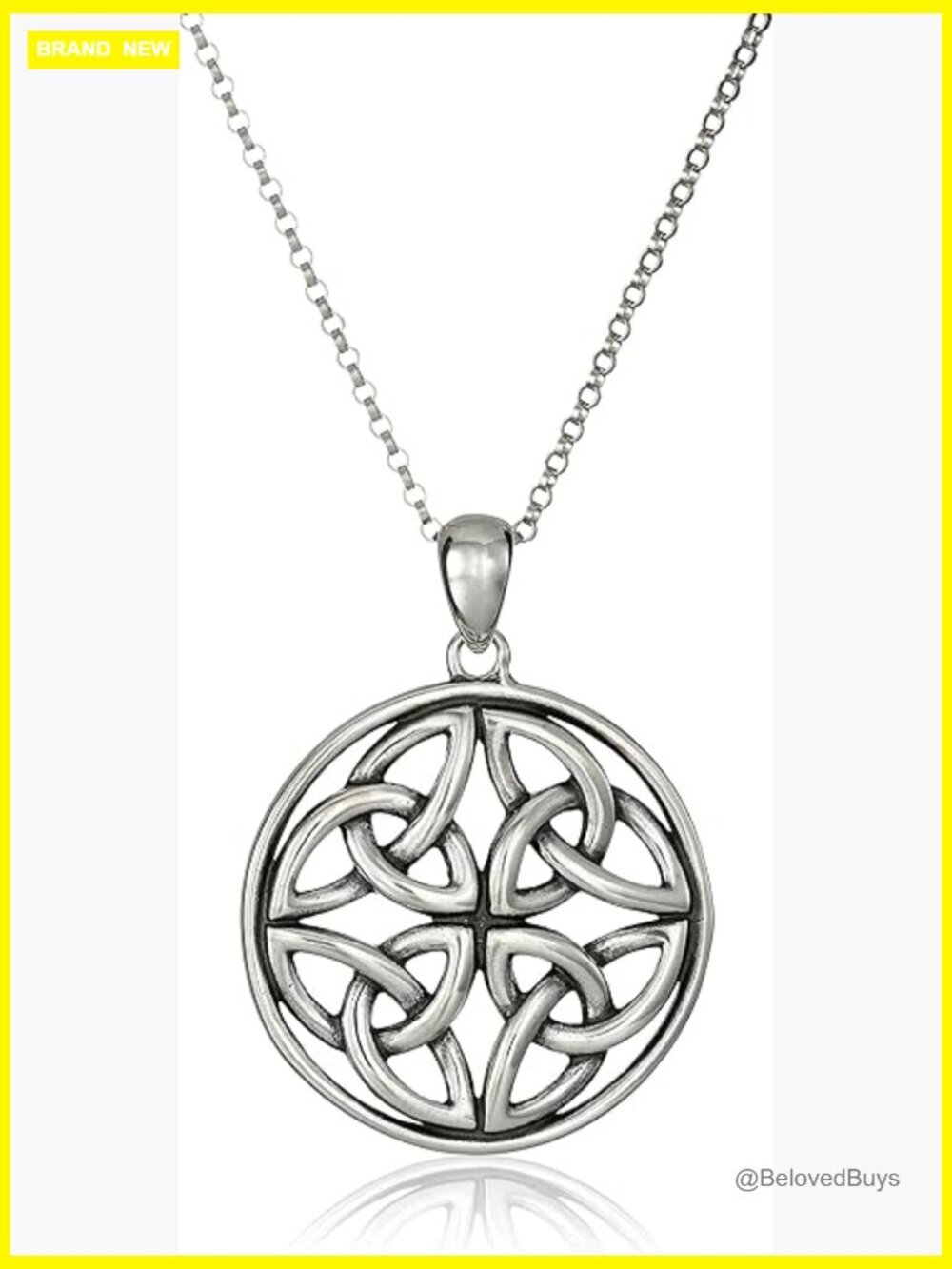Sterling Silver Celtic Pendant Necklace 18" Chain Hypoallergenic